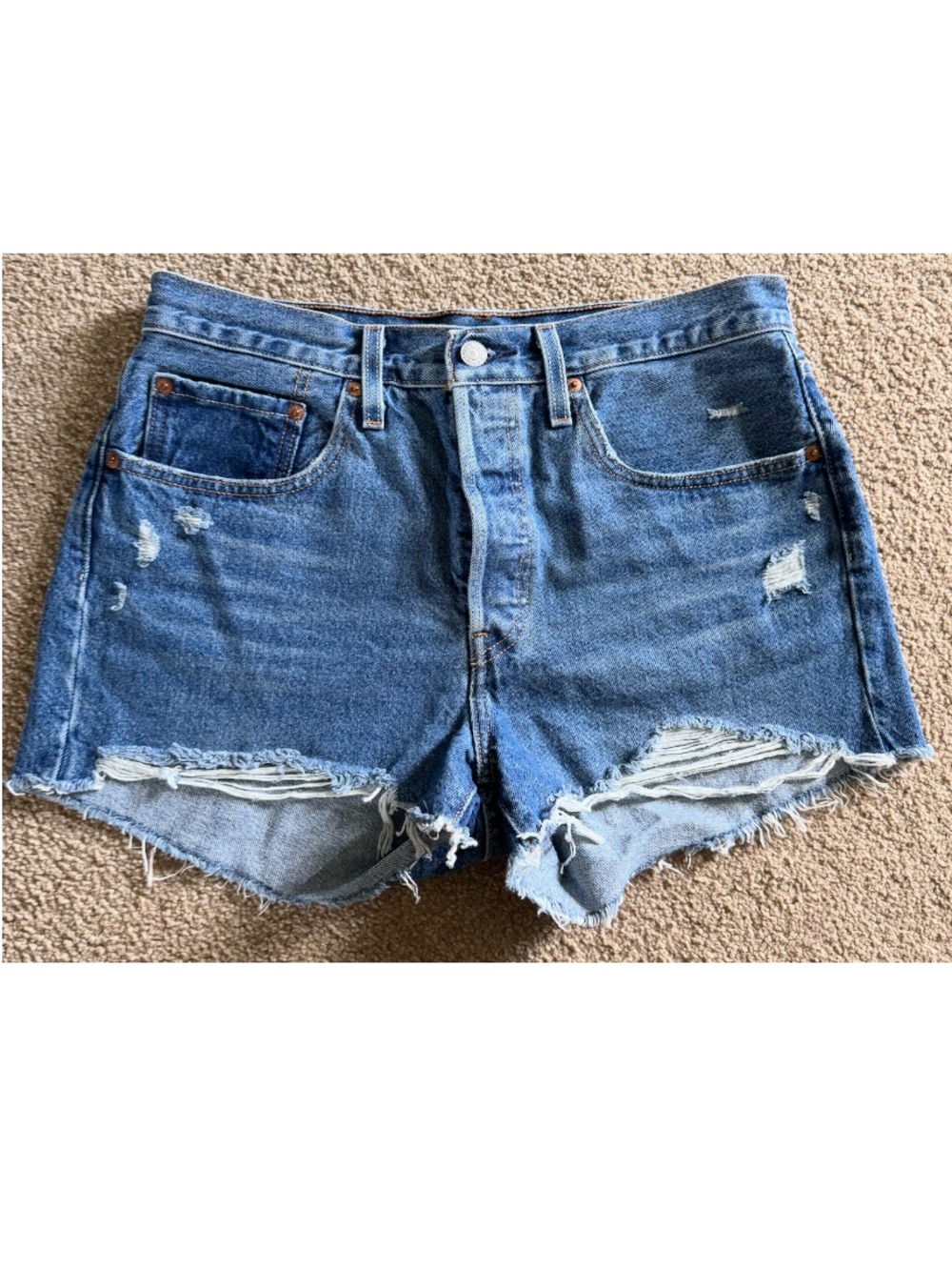 Levi's Distressed Blue Denim Cutoff Shorts